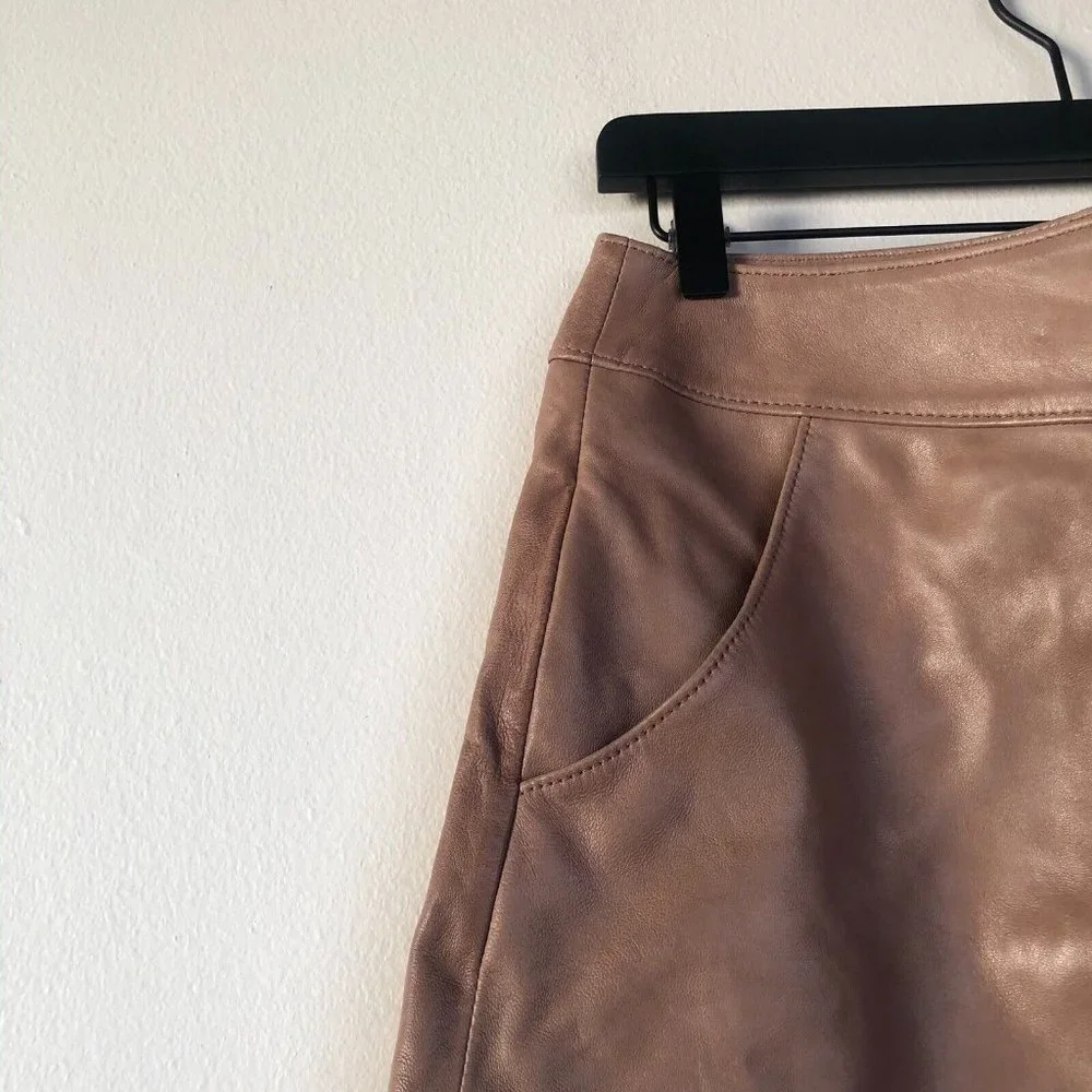 LAMARQUE Peggy Leather Mini Skirt Camel Taupe_7